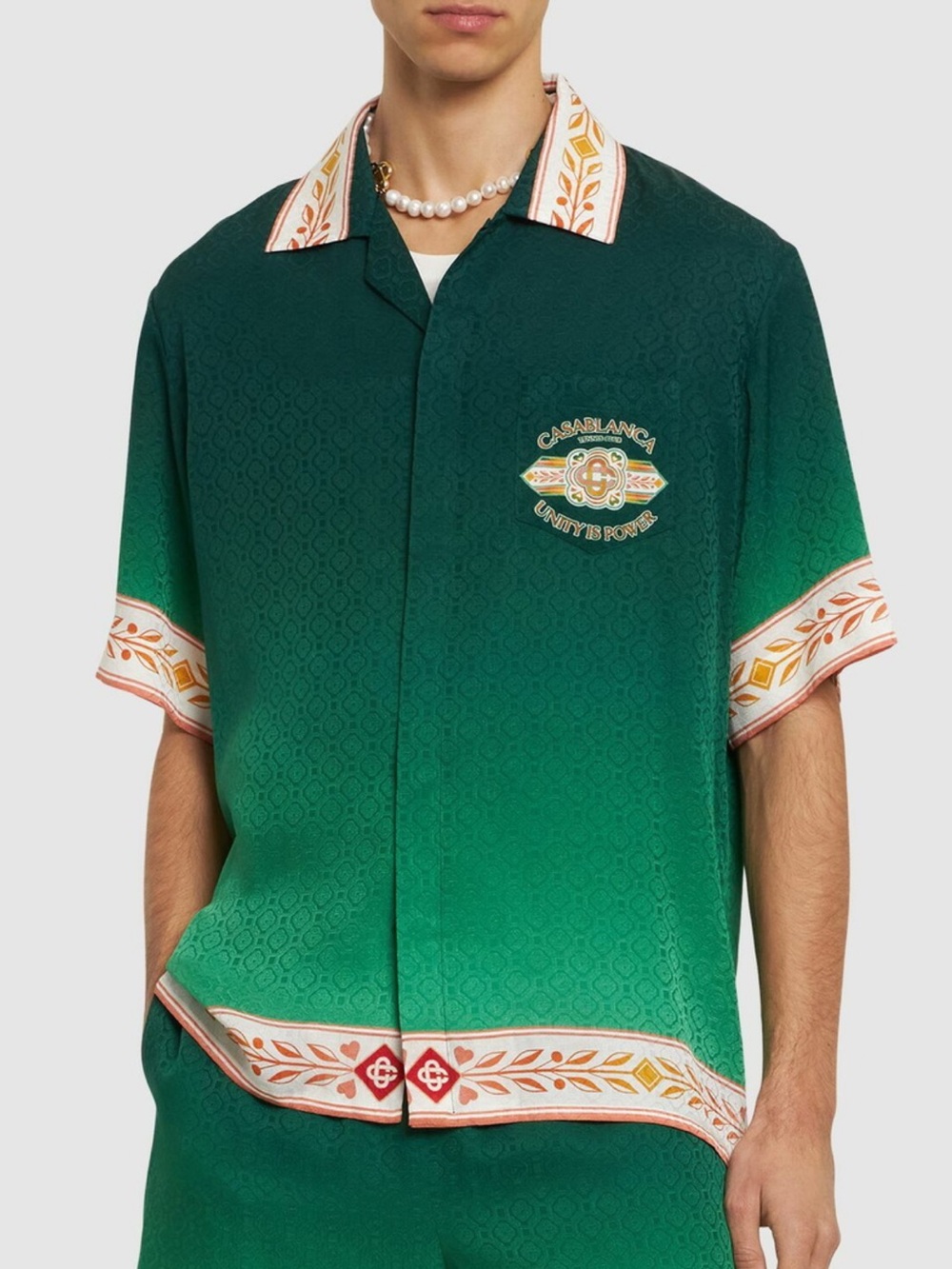 CASABLANCA Unity Is Power Silk Shirt Short Sleeve Casual Streetwear Designer